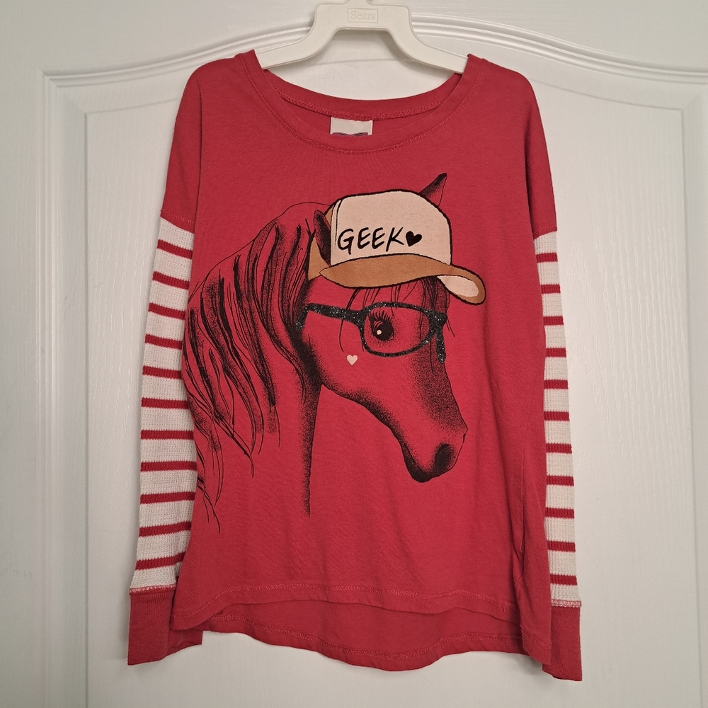 Belle Du Jour Geek Horse Thermal Shirt Red
